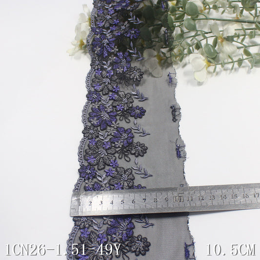 Freedombeauty | Black Mesh Unilateral Vintage Flower Embroidery Lace Clothing Home Textile 21cm Lace Accessories