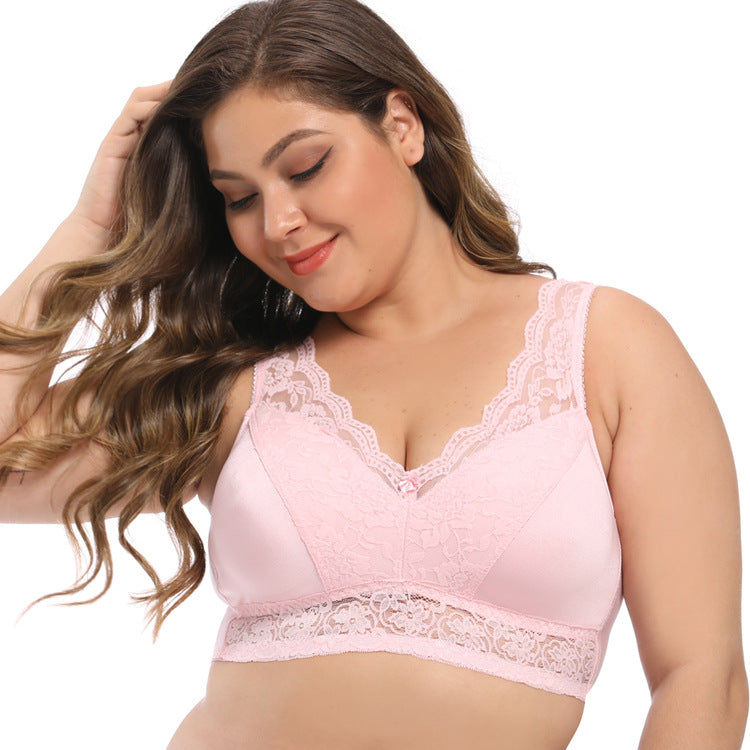 Freedombeauty | Export Bra Lace Edge Vest Underwear Insert Gathered Wireless European and American Bra