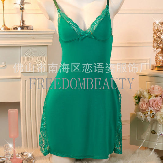 Freedombeauty | Fashion Sweet Pure Desire Style Sexy Charm Cute Strap Lace Stretch Sexy Sleepwear Nightdress