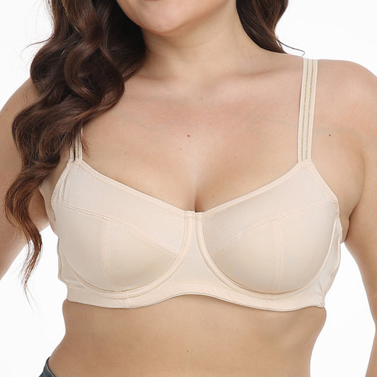 Freedombeauty | Thin Padded Cup Basic Metal Wire Shoulder Strap Medium and High-End plus Size Bra European and American Underwear 80-110bcde Cup