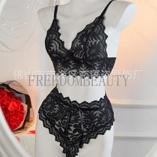 Freedombeauty | Sexy Lace Charm Bow Backless Low Waist Sweet Lady Sexy Sleepwear Suit New