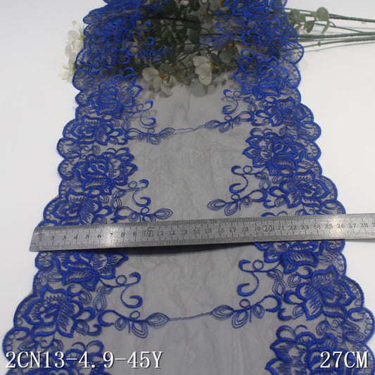 Freedombeauty | Black Mesh Bilateral Vintage Flower Embroidery Lace Clothing Home Textile 27cm Lace Accessories