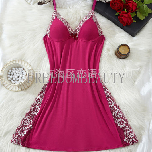 Freedombeauty | Sexy Fashion Charm Temptation Pure Desire Wind Women's Lingerie Strap Pajamas Nightdress Short Sleeve