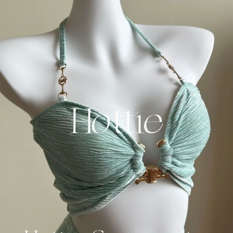 freedombeauty|[Mint Mambo] Spring Summer New Three-Piece Swimsuit Set, Slimming and Covering, Hot Spring Beach Vacation Pure Desire Style
