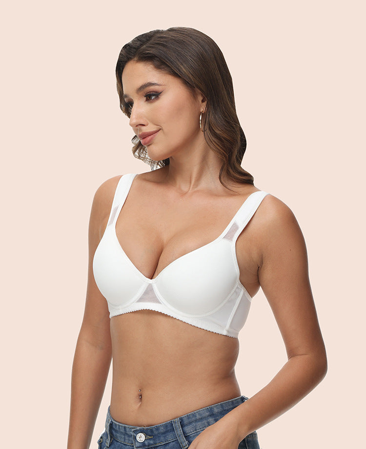 Freedombeauty | Widened Shoulder Strap Thin Cup Sponge Solid Color Summer T-shirt Bra All-Match Underwear Bra European and American 34-40bcd