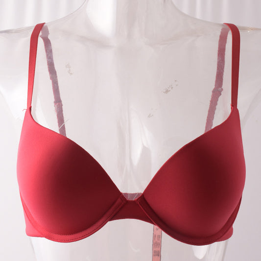 Freedombeauty | Basic Style Glossy Gathering Bra Versatile Activity Shoulder Strap Buckle Underwear European and American Top Support Sexy Bra