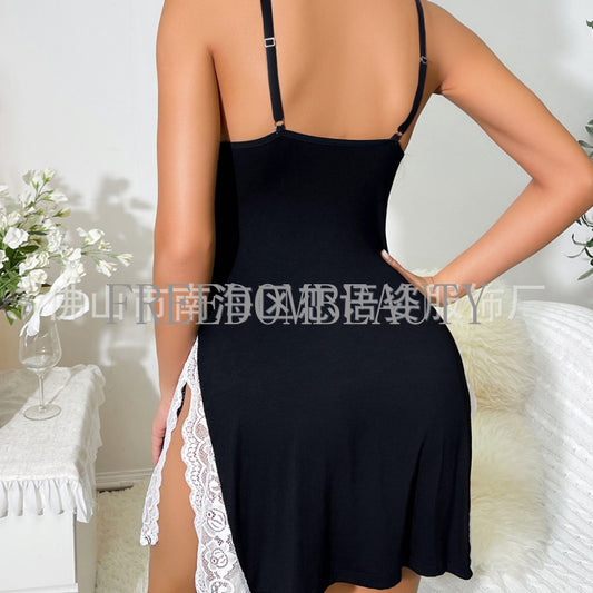 Freedombeauty | New Hot Sale Sweet Lace Sexy Bow Sweet Pure Desire Style Stretch Split Sexy Sleepwear