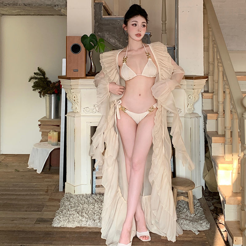 freedombeauty|[Cream Frosting] Bikini High-end Ins Sexy Two-piece Set Pure Desire Cover-up Beach Vacation Swimsuit
