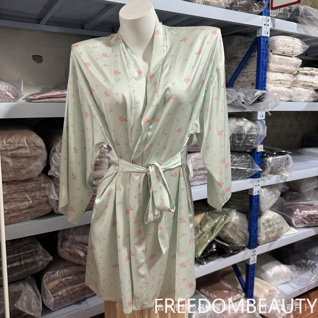 FREEDOMBEAUTY | 7105 new pajamas women's Korean gentle small floral simple and comfortable nightgown casual loungewear