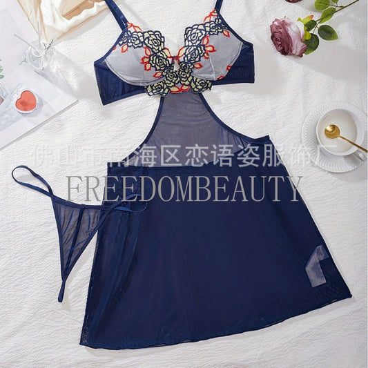 Freedombeauty | New Lace Sexy Night Skirt Suit Sexy Embroidery Fashion Pure Desire Style Sexy Sleepwear