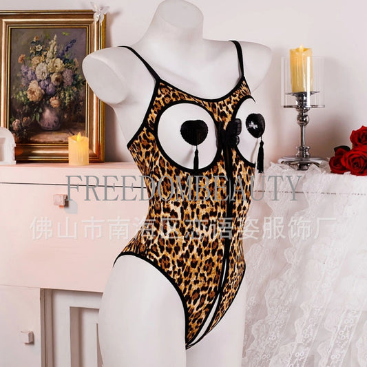 Freedombeauty | Sexy Lingerie Seduction Sexy Pure Desire Style Tight See-through Pajamas Short Skirt Open Crotch Homewear