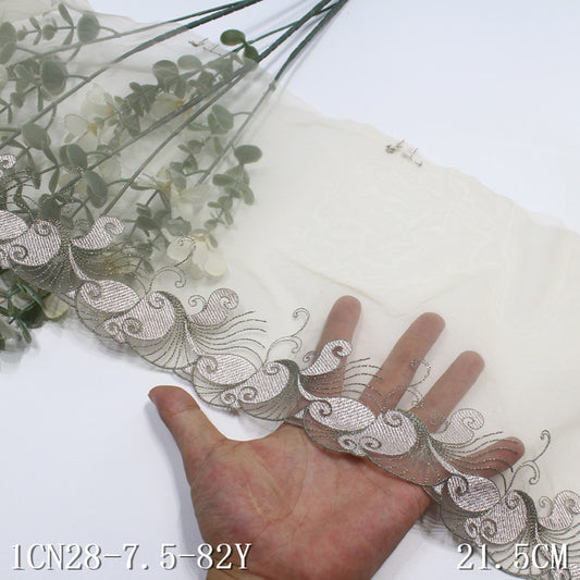 freedombeauty|Skin Tone Single Side Gold Thread Ancient Style Pattern Mesh Embroidery Curtain Sofa Cushion Lace Trim DIY