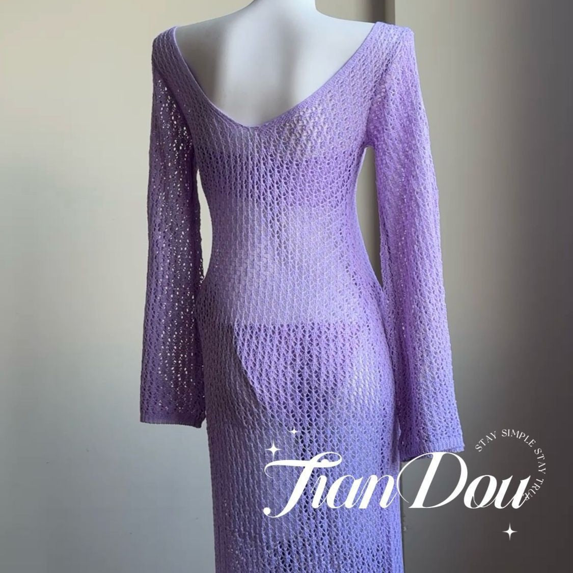 freedombeauty|[Drunken] High-Quality Vacation Sexy Beach Two-Piece Swimsuit Women Bikini Three-Piece Set Purple Brightening