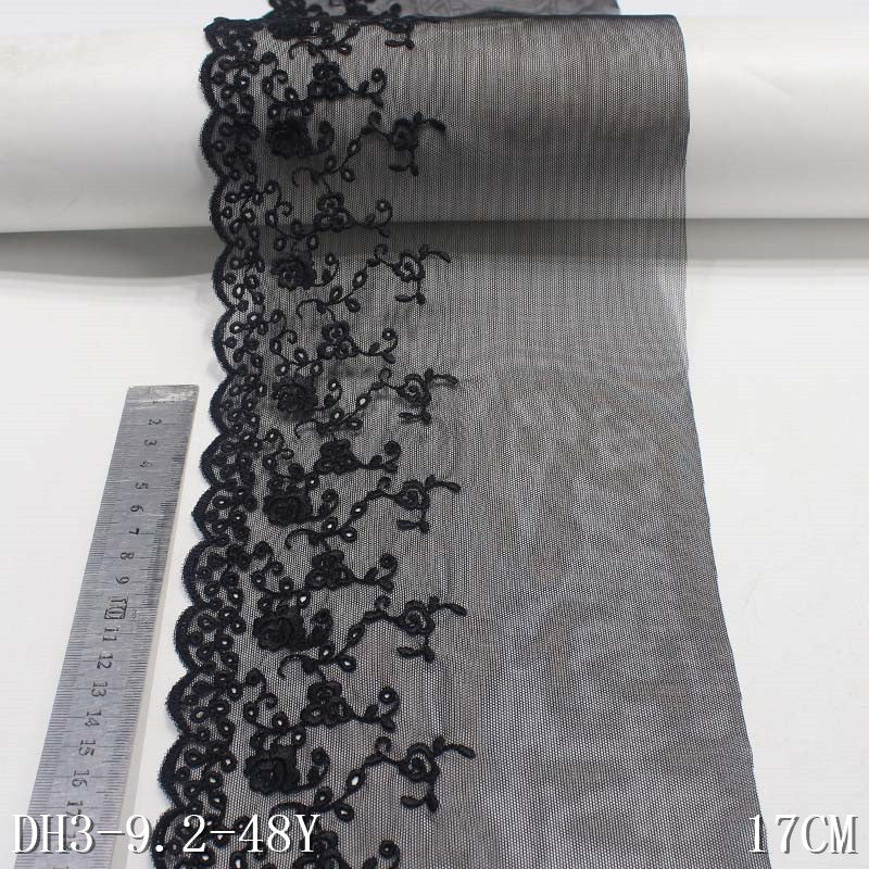 Freedombeauty | Black Single Side Small Flower Embroidery Pattern Lace DIY Handmade Curtain Sofa Cushion Accessories Lace