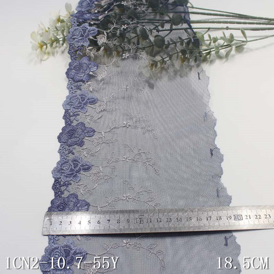 Freedombeauty | Dark Blue Mesh Single Side Two-Color Flower Embroidery Lace Clothing Sofa Cushion Lace Accessories
