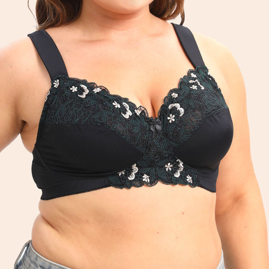 Freedombeauty | Full Cup Sponge Sandwich Wide Shoulder Strap Wireless plus Size Bra 38d-44f
