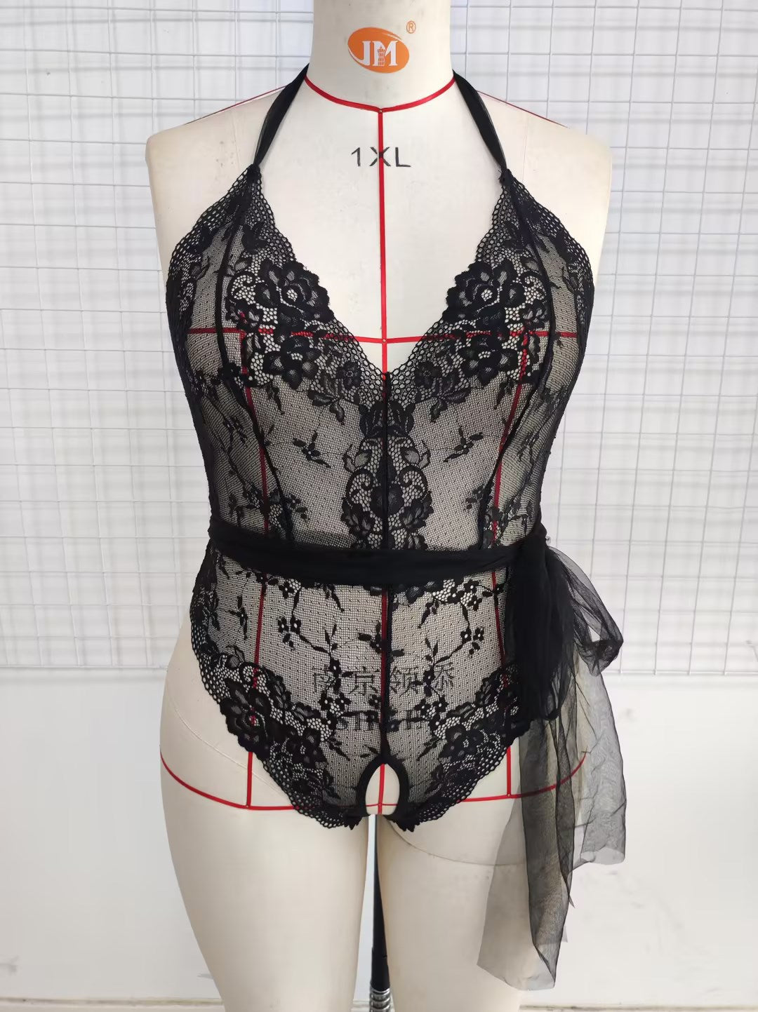 Freedombeauty | European and American Ladies plus Size Sexy Lingerie Transparent Lace Sexy Seduction Jumpsuit Passion Open Crotch Free off plus Size