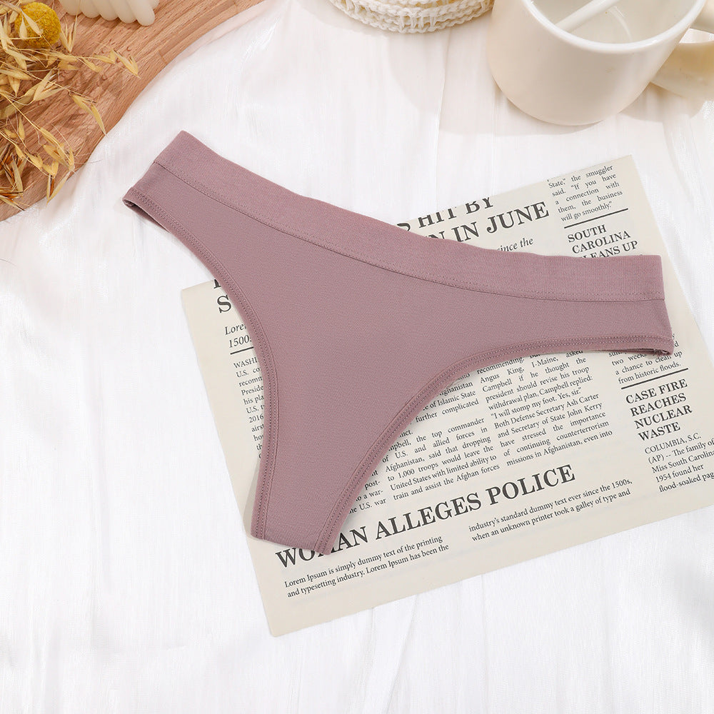 Freedombeauty | Solid Color plus Size Underwear Women's Cotton European and American T-Back Sexy Seamless Breathable Pure Desire Women's Briefs