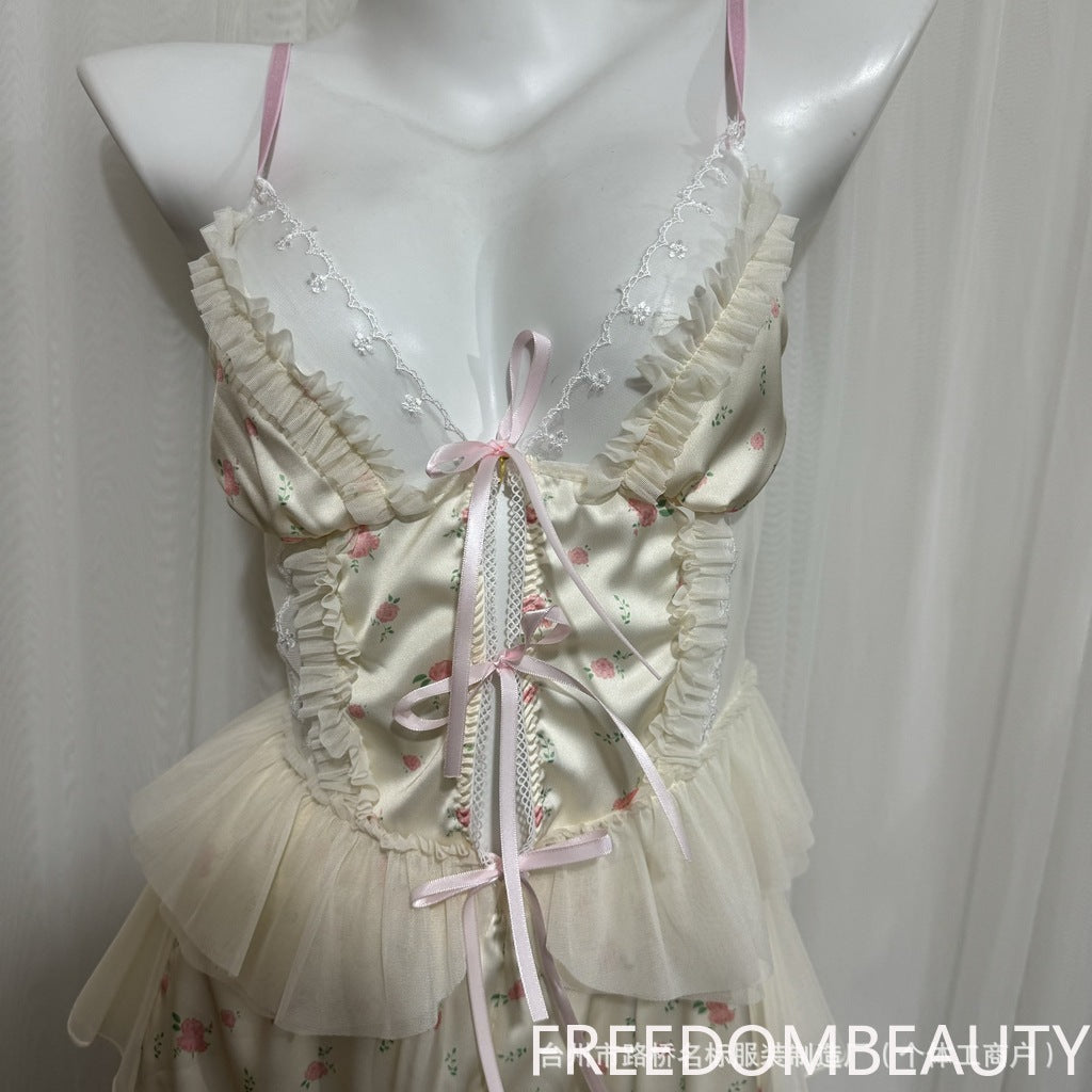 FREEDOMBEAUTY | 7118 suspender shorts summer new sweet loungewear pure desire simple suspender shorts pajama set