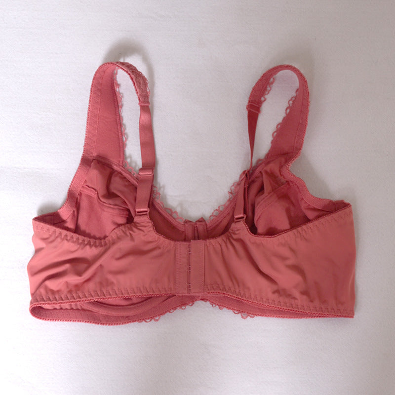 Freedombeauty | Full Cup Ultra-Thin Lace Sponge Widened Shoulder Strap plus Size Bra Big Chest Show Little European and American Style Underwear 75c80c85