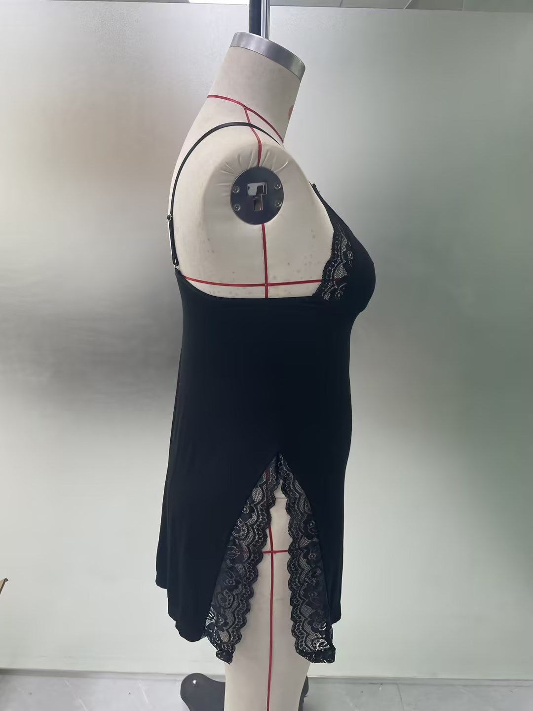 Freedombeauty | European and American Ladies Pajamas plus Size Sexy Lingerie Plussize Deep V Split Suspender Skirt plus Size