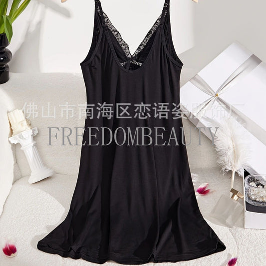 Freedombeauty | New Suspender Dress Lace Edge Sexy Charm Temptation Pure Desire Fashion Sexy Sleepwear Nightdress