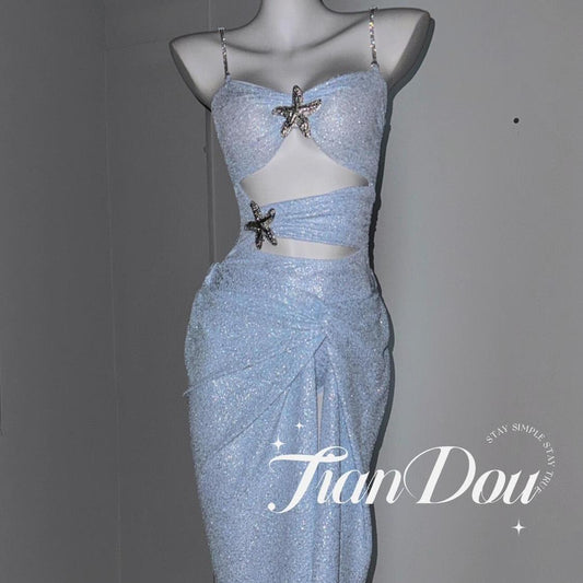 freedombeauty|[Deep Sea Mermaid] Dreamy High-Quality Texture Island Vacation Sexy One-Piece Long Dress Swimsuit Bikini Ins