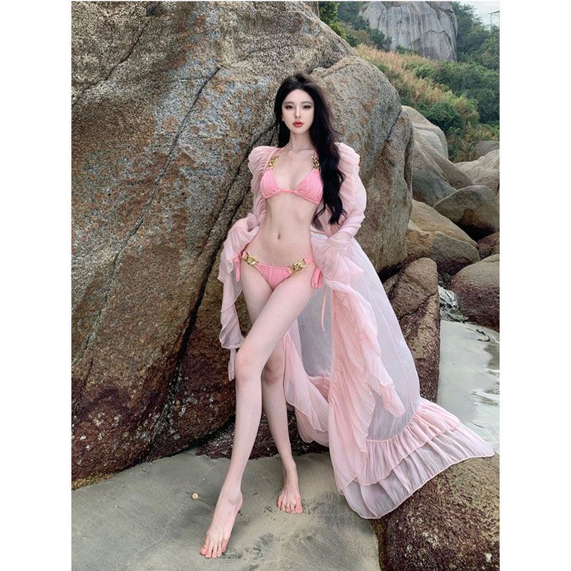 freedombeauty|[Cream Frosting] Bikini High-end Ins Sexy Two-piece Set Pure Desire Cover-up Beach Vacation Swimsuit