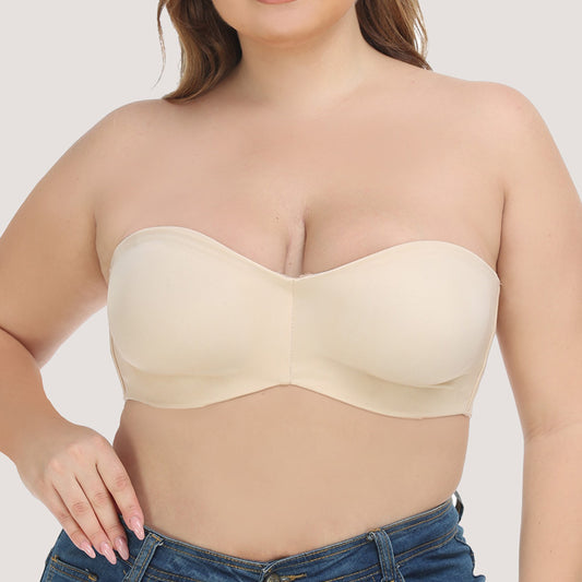 Freedombeauty | Seamless Ultra-Thin Glossy Ice Silk Tube Top Bra Non-Slip Strapless plus Size Wedding Underwear