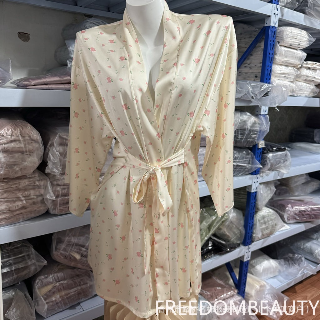 FREEDOMBEAUTY | 7105 new pajamas women's Korean gentle small floral simple and comfortable nightgown casual loungewear