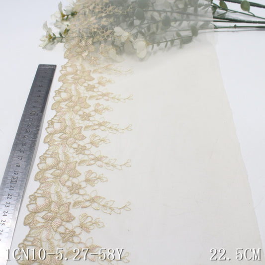 freedombeauty|Single Side Vintage Small Flower Lightweight Mesh Embroidery 22cm Clothing Home Textile Lace Trim DIY