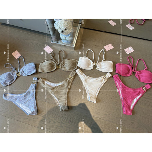 freedombeauty|mosricci Thailand Bikini Sexy Small Chest Strap Vacation Multi-color High-end 2023 New Swimsuit for Women Simple