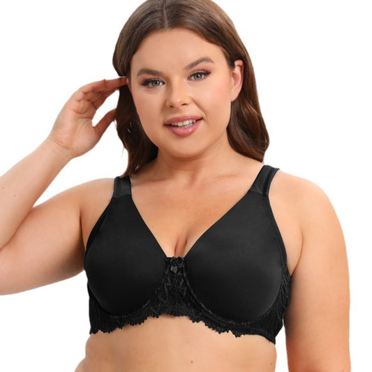 Freedombeauty | European and American Ultra-Thin Wide Shoulder Strap plus Size Bra Big Chest Small Push up Underwear Bra G Cup CDEF Cup
