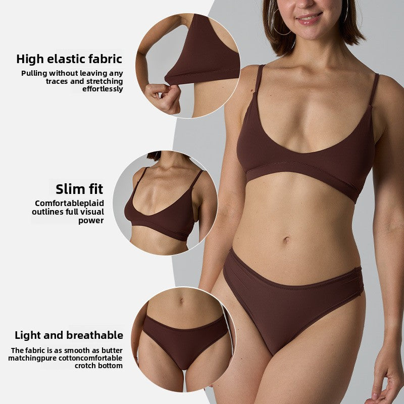 FREEDOMBEAUTY | fits everybody bra set bra underwear set skin-friendly back breathable nude underwear set women