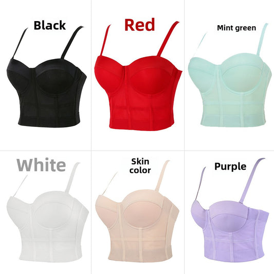 freedombeauty｜Elastic mesh underwear outer wear body sculpting yoga dance bra with chest pad Kaka beauty back sling vest DB594