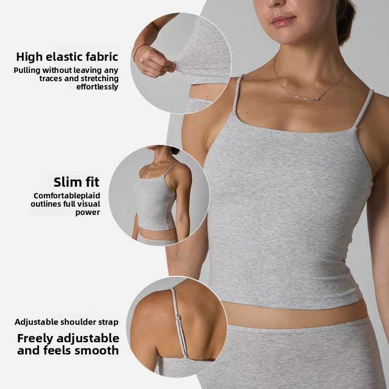 FREEDOMBEAUTY | cotton vest cotton ammonia babes suspender vest without chest pad solid color versatile short inner base women